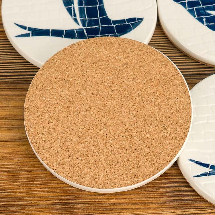 Набор из четырёх подставок под стаканы Синие ласточки Set Of 4 Mosaic Bird Coasters