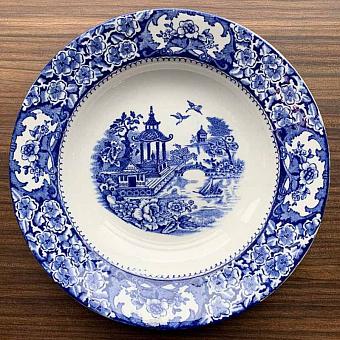 Vintage Plate Blue White Medium 6