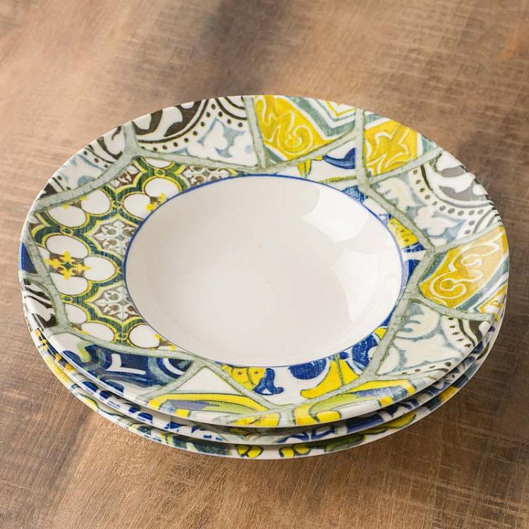 Набор из трёх тарелок для пасты Средиземноморская майолика Set Of 3 Seaside Maiolica Pasta Plates