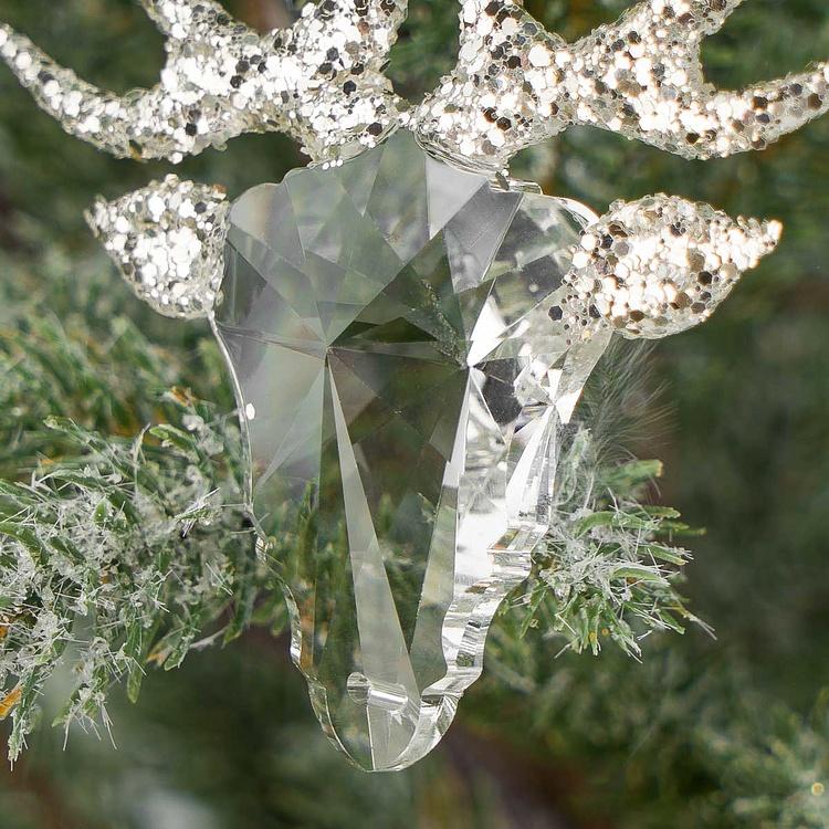 Ёлочная игрушка Стеклянная голова оленя Glass Crystal Deer Head Clear 9,5 cm