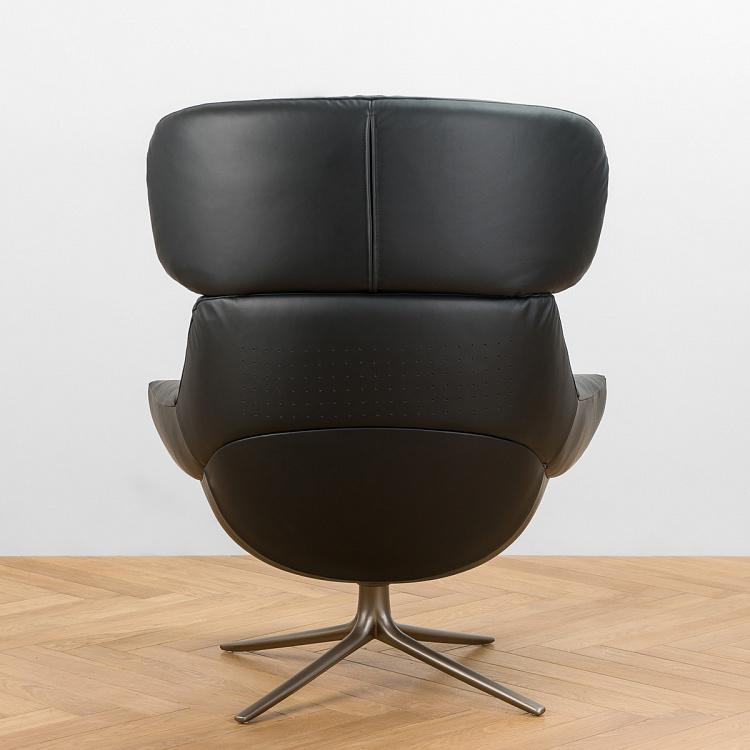 Вращающееся кресло Бельфьоре с подголовником, титановые ножки Belfiore Wing Swivel Armchair, Titanium