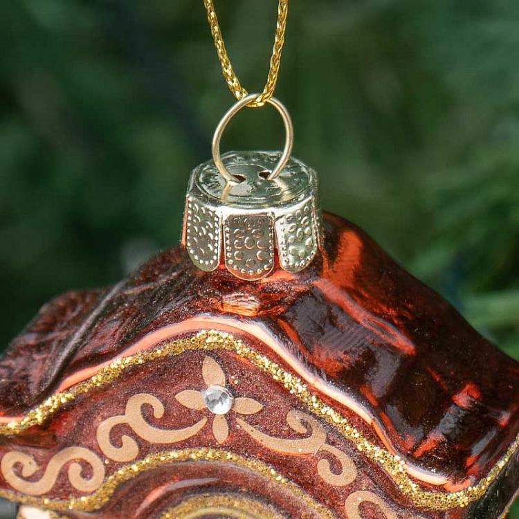 Ёлочная игрушка Дедушкины часы Glass Grandfather Clock Brown/Gold 15,5 cm