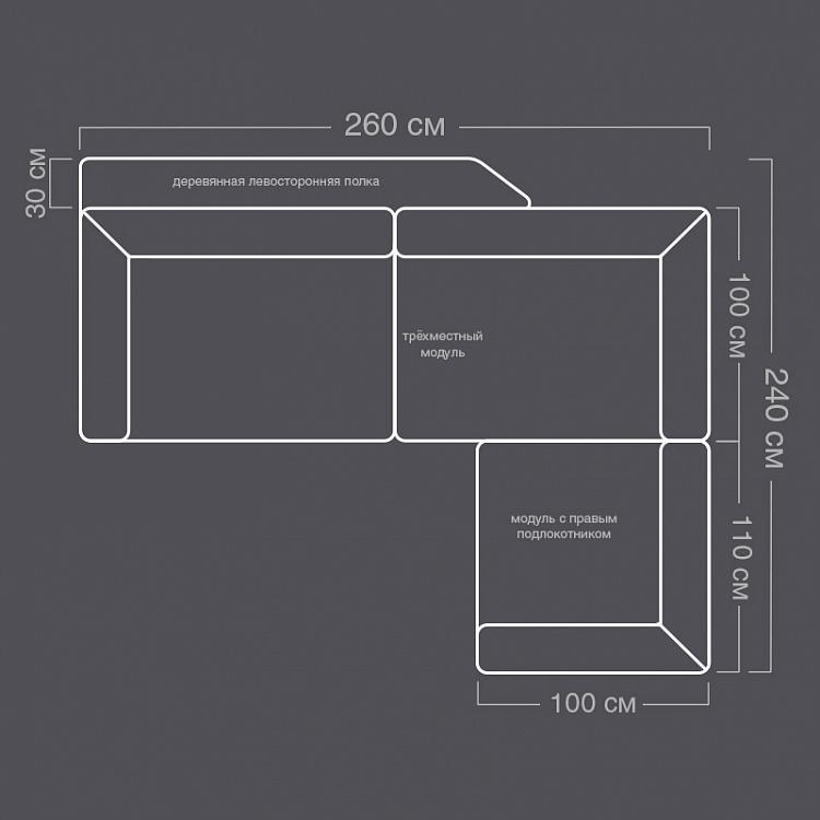 Угловой диван Позитано с полкой за спинкой Positano Group With Shelf