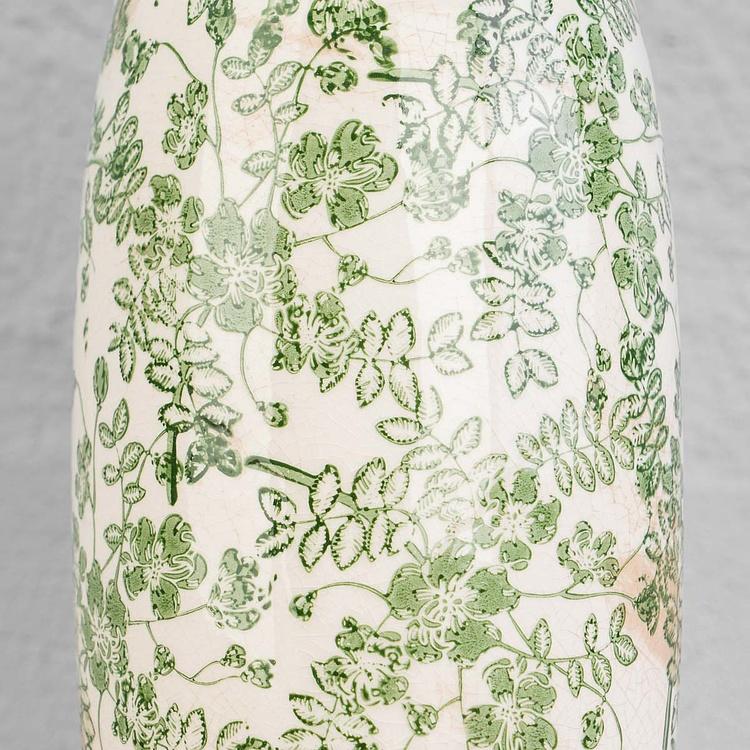 Ваза с узором из зелёных цветов и ручками высокая Flower Vase Tall Green