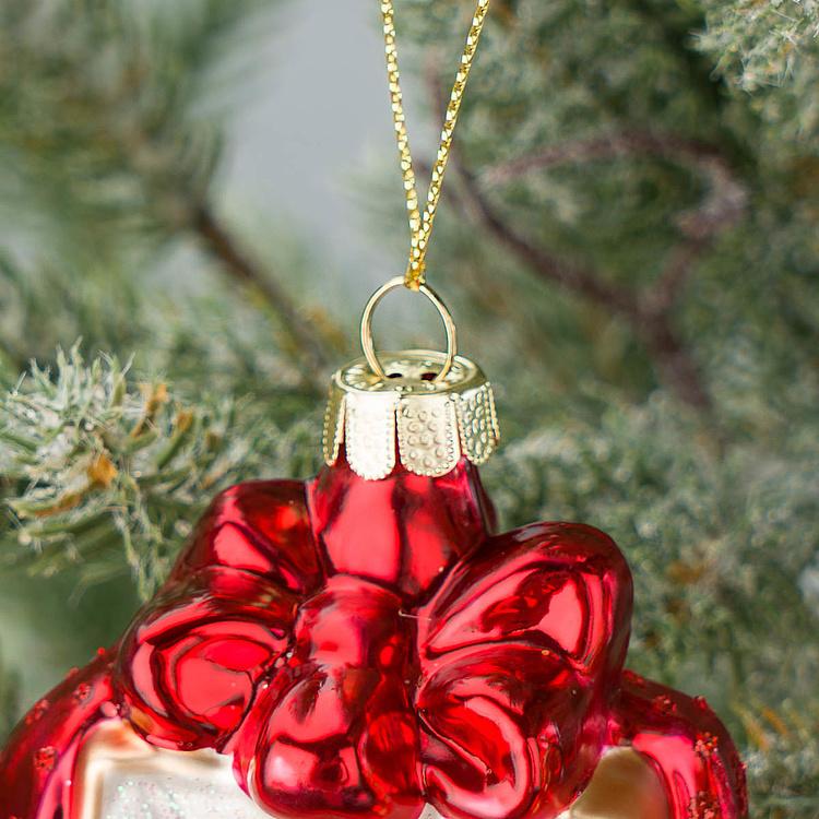 Набор из двух ёлочных игрушек Бутылки шампанского в праздничной упаковке Set Of 2 Glass Champagne Bottles Gift Box Green 16 cm