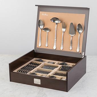 Набор из 126-ти столовых приборов Set Of 126 Cutlery Pieces Settecento Stone Washed Wooden Box