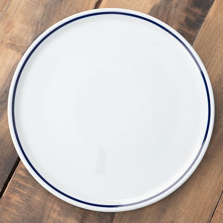 Круглая тарелка для пиццы Синяя полоска Filo Blue Round Pizza Plate