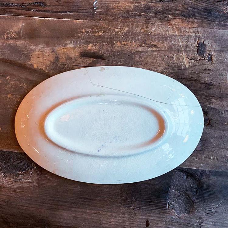 Винтажная овальная тарелка с голубым мотивом 1 Vintage Plate Blue White Oval 1