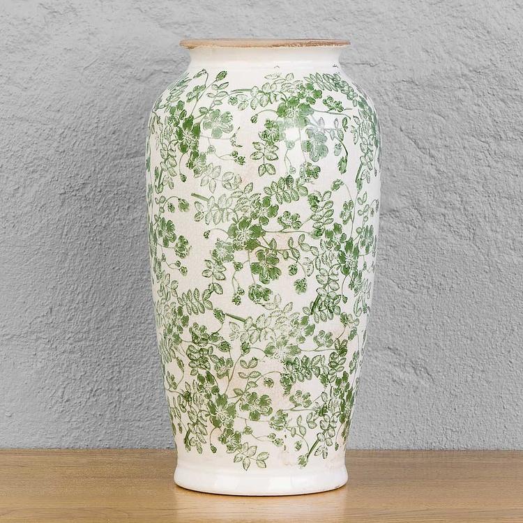 Ваза с узором из зелёных цветов, L Flower Vase Large Green
