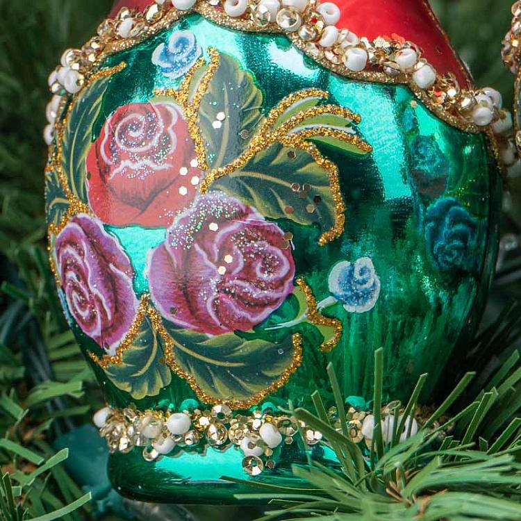 Набор из двух ёлочных игрушек Матрёшки Set Of 2 Glass Matryoshka Dolls Red/Green 10,5 cm