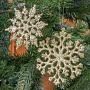 Набор из 2-х ёлочных игрушек Set Of 2 Glitter Flat Snowflakes Gold 12,5 cm