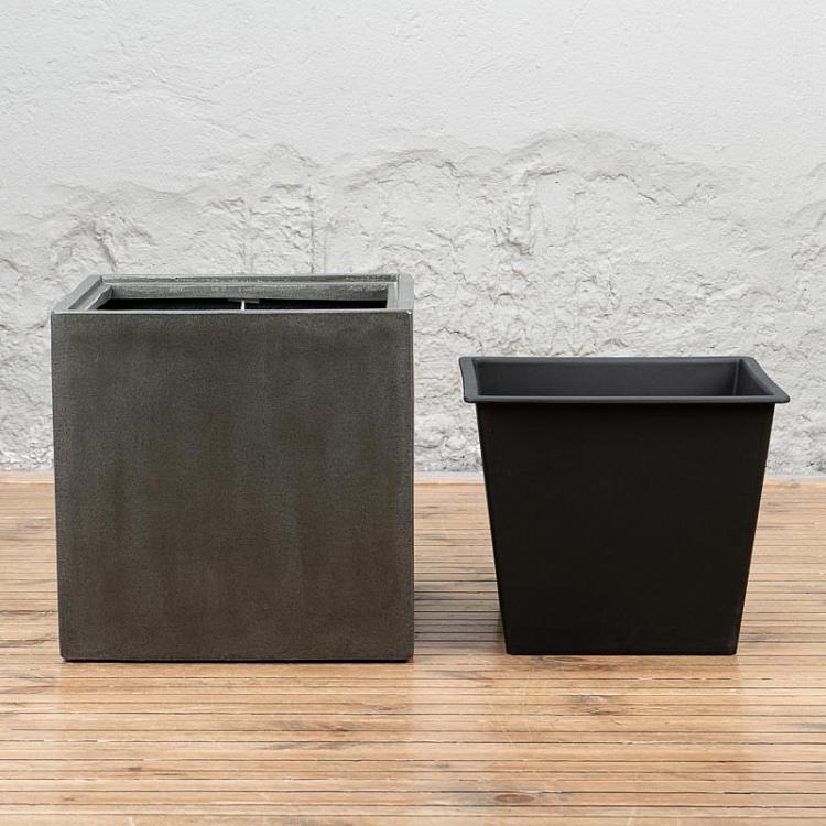 Кашпо Эффектори бетонный куб тёмно-серый  Effectory Beton Cube Pot Dark Gray