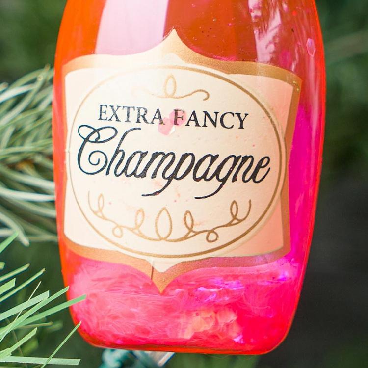 Ёлочная игрушка Розовое шампанское Glass Hanger Champagne Pink 14 cm