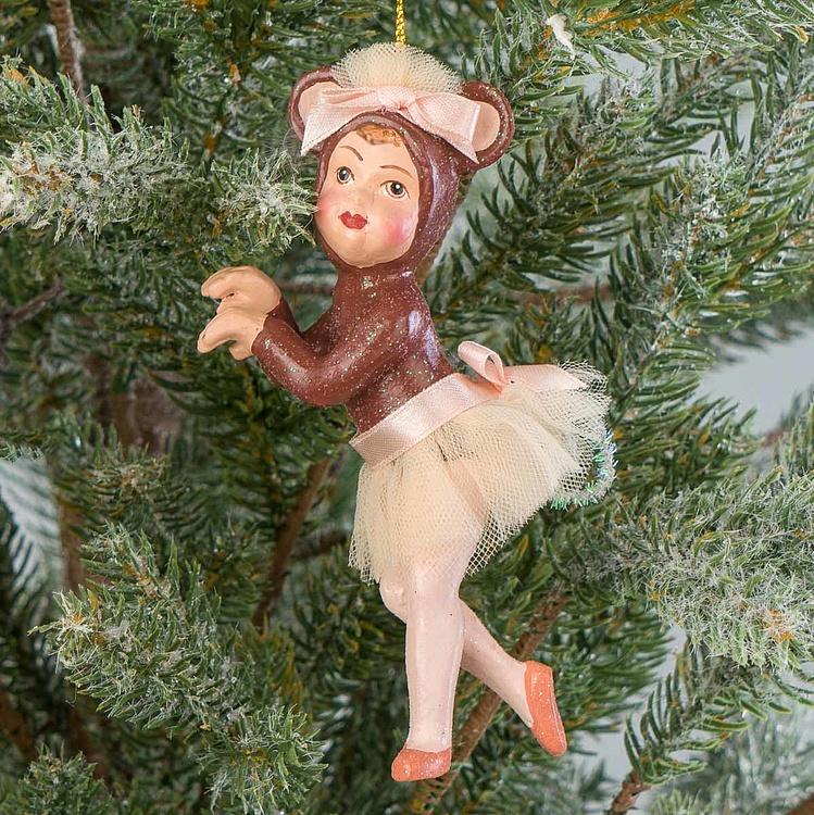 Набор из двух ёлочных игрушек Мышки из балета Щелкунчик Set Of 2 Nutcracker Ballerinas Mouse Pink 13 cm