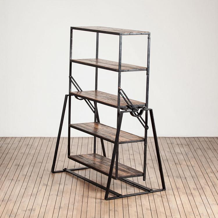 Складывающийся стеллаж с 5-ю деревянными полками Iron And Wooden Shelf With 5 Levels Stanton