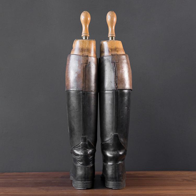 Винтажные сапоги для верховой езды 6 Vintage Black Riding Boots With Shoe Lasts 6