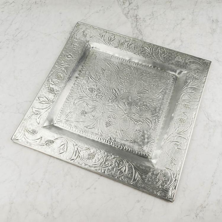Поднос квадратный серебристый, L Tray Square Silver Large