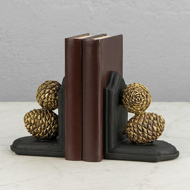Набор из двух держателей для книг Сосновые шишки Bookends Pinecones