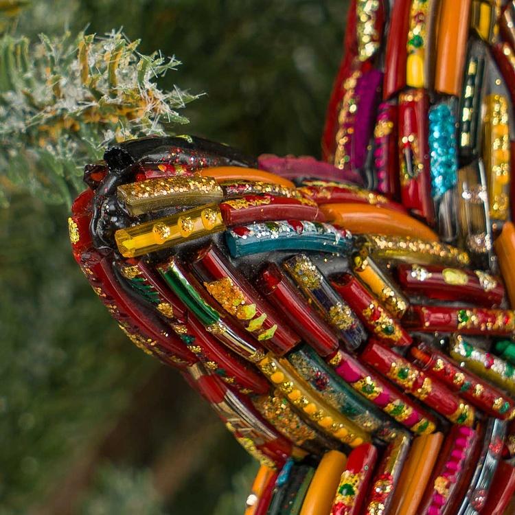 Ёлочная игрушка Разноцветный шар Звезда Востока Multi-Colored Beads Star Red 12 cm