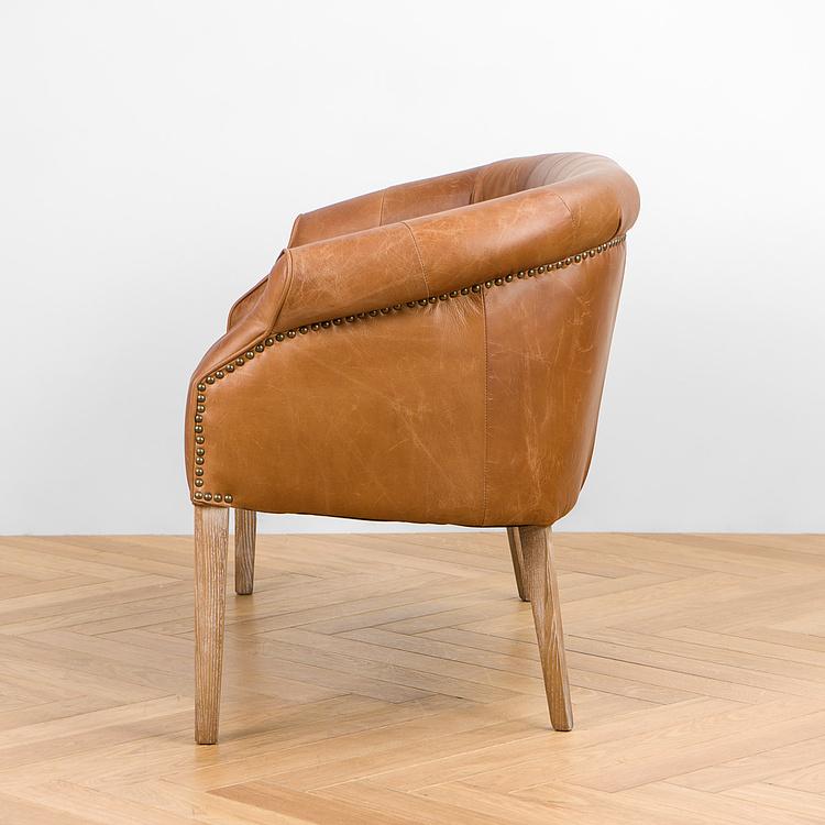 Двухместный кожаный диван Маршал, песочные ножки Marshall 2 Seater, Oak Sandwashed Leather