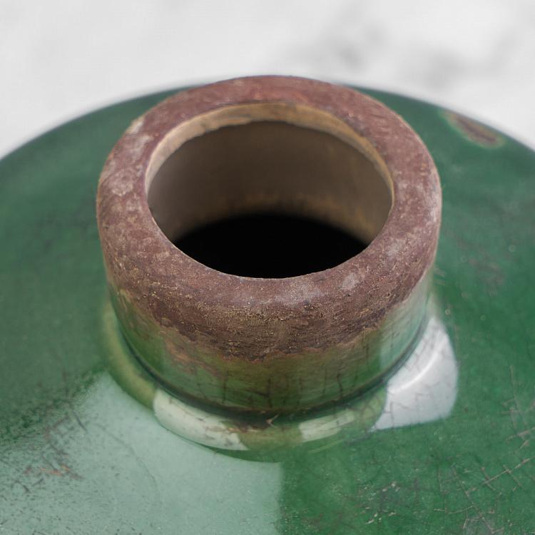 Широкая оливковая керамическая мини-ваза Бутыль Bottle Vase Olive Green Wide