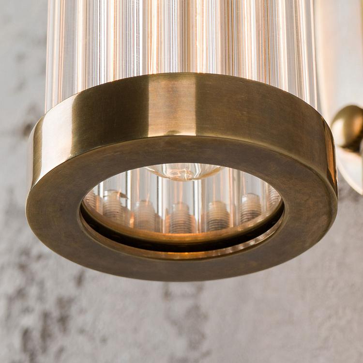 Бра из латуни со стеклянными стержнями Ватсон Watson Wall Lamp Brass Patina And Glass Tubes