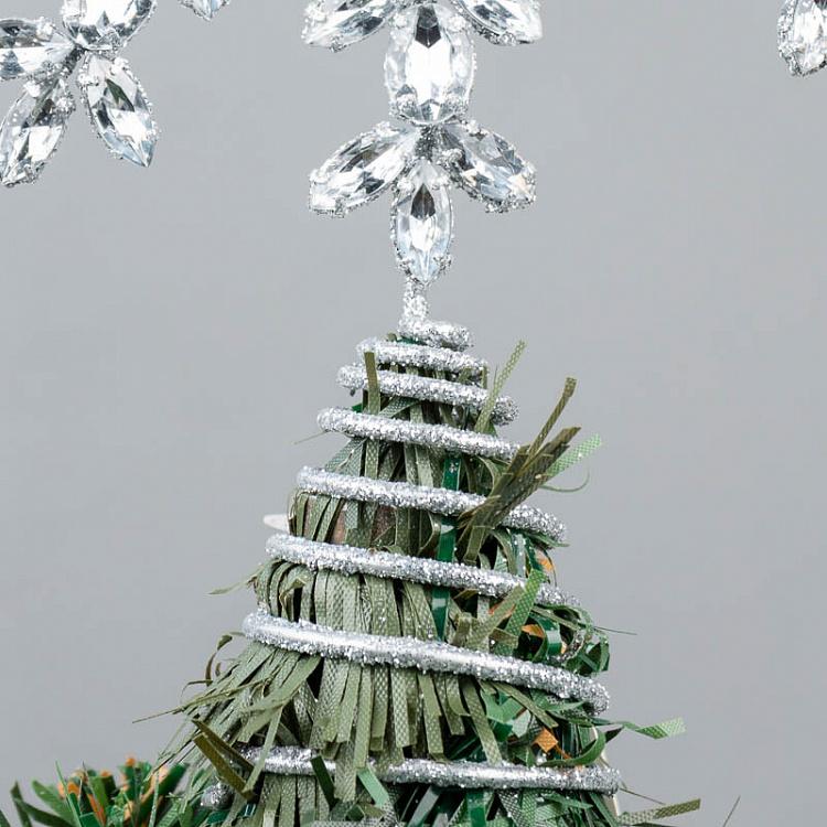 Верхушка на ёлку Снежинка из цветов Wire Jewel Flower Snowflake Topper Silver 23 cm