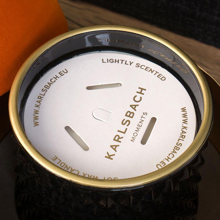 Аромасвеча в чёрном фасетном стакане Блу Колье Дрифтвуд, L Aroma Candle In Black Faceted Glass Blue Collier Driftwood Large