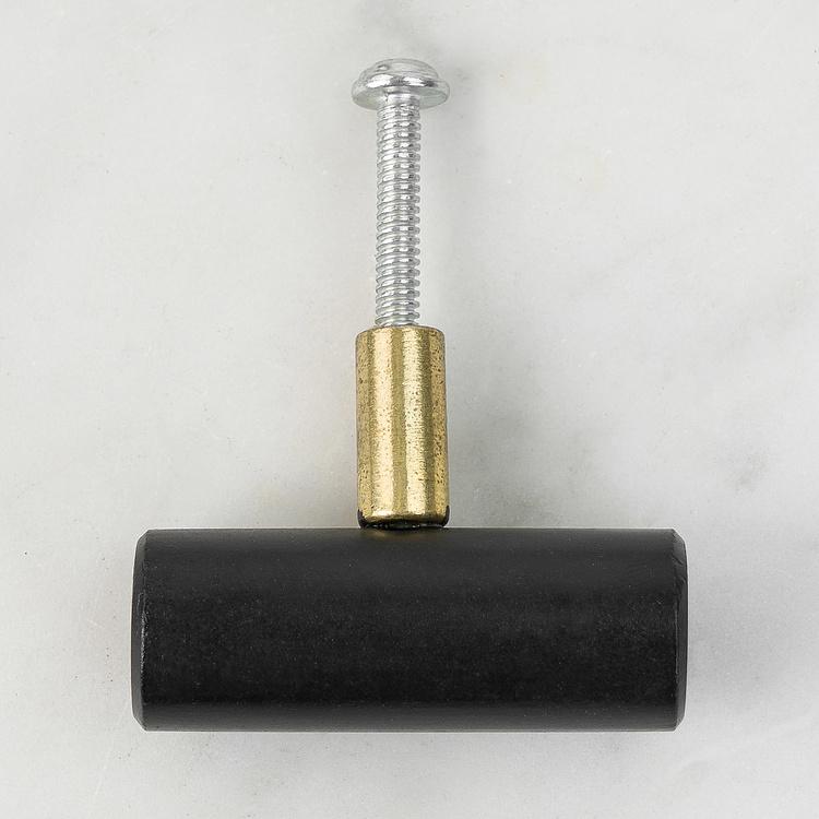 Мебельная цилиндрическая ручка из чёрного камня Round Bar Stone Knob Black