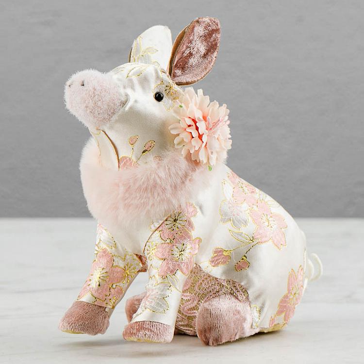 Фигурка из ткани Розовая свинья Fabric Seated Pig Pink