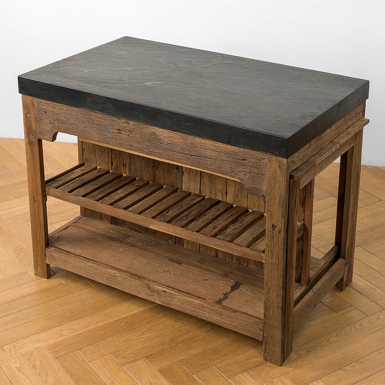 Кухонный остров с выдвижным столом Грета Greta Black Marble Counter With Sliding Table