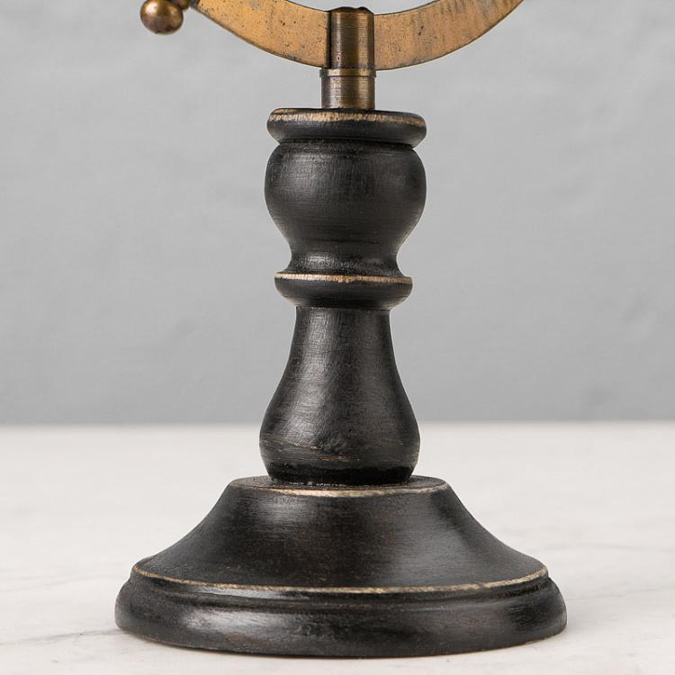 Винтажный чёрный глобус на деревянном основании Vintage Globe Black On Black Base Mango Wood