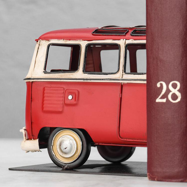 Набор из двух держателей для книг Красный минивэн Фольксваген Bookend Red Volkswagen Van