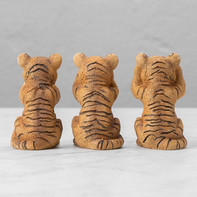 Набор из трёх статуэток Тигрята Не вижу, не слышу, не говорю Set Of 3 See/Hear/Speak No Evil Tigers Orange/White 10 cm