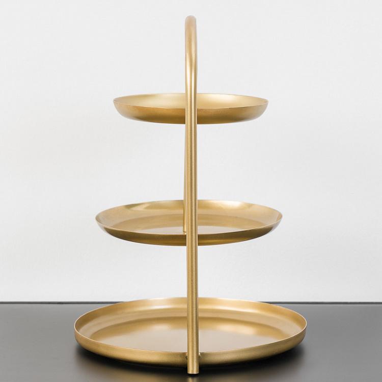 Трёхуровневая сервировочная подставка Cake Stand Brass Patina