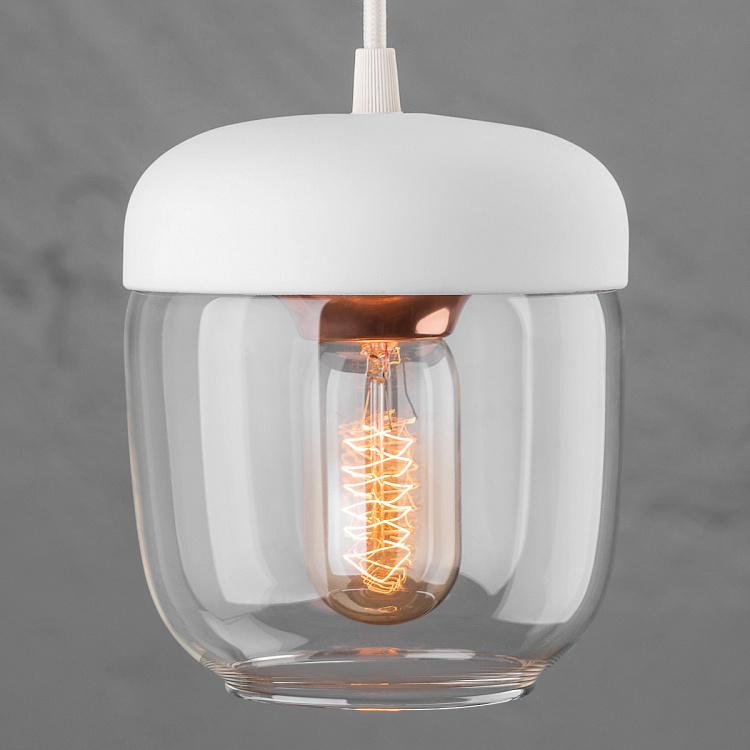 Белый подвесной светильник Жёлудь на белом проводе Acorn White Hanging Lamp With White Cord