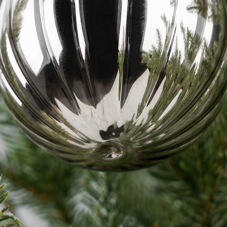 Ёлочная игрушка Серебристый стеклянный шар со стразами Ball With Rhinestones Silver 8 cm