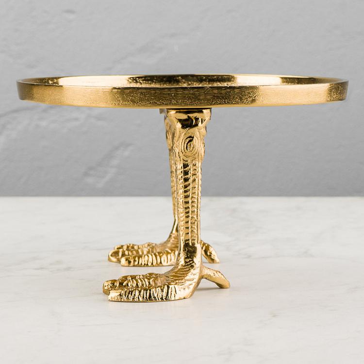 Круглый золотой поднос-тортовница на утиных ножках Duck Feet Tray Gold