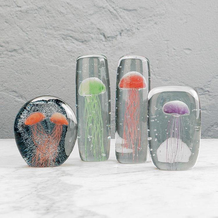 Пресс-папье Красная медуза Cylinder Glass Paperweight Red Jellyfish