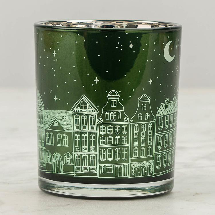 Подсвечник Ночной город Houses Candle Holder Green
