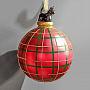 Ёлочная игрушка Glass Porcelain Tartan Dog Ball Red/Gold 13 cm