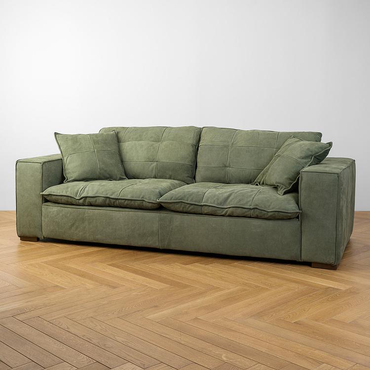 Трёхместный кожаный диван Сити, ножки цвета латуни City 3 Seater, Brass Metal Leather RM