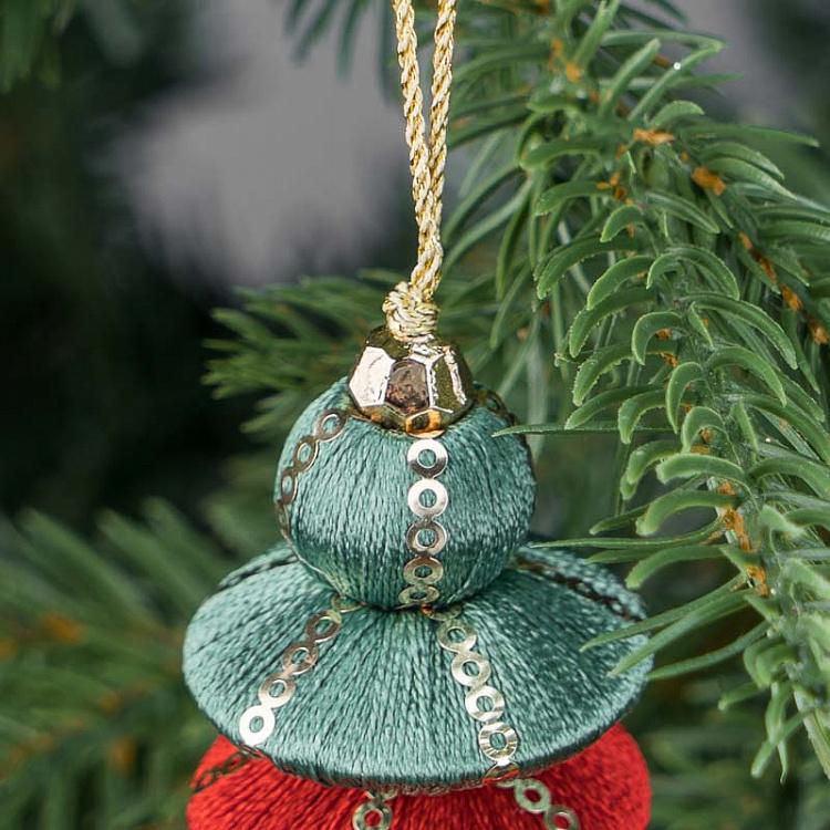 Новогодняя подвеска Зелёно-красно-жёлтый кулон с кисточкой Pendant With Tassel Green Red Yellow 20 cm