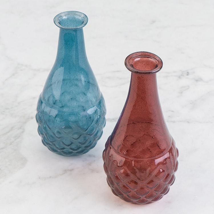 Узкая синяя мини-ваза из переработанного стекла Narrow Recycled Glass Vase Blue
