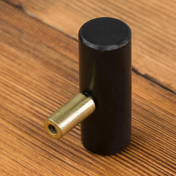 Мебельная цилиндрическая ручка из чёрного камня Round Bar Stone Knob Black