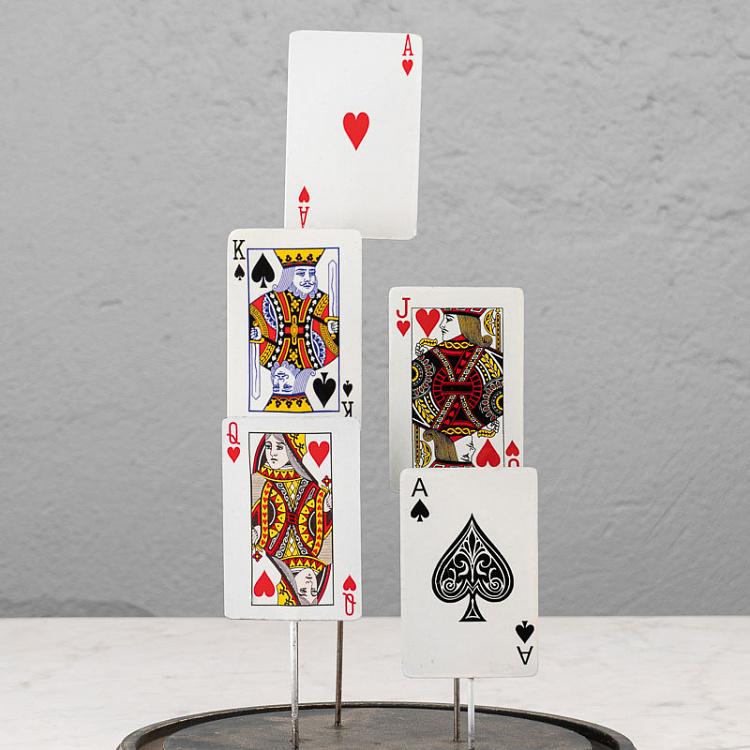 Статуэтка Стеклянный купол с игральными картами Glass Dome With Game Cards