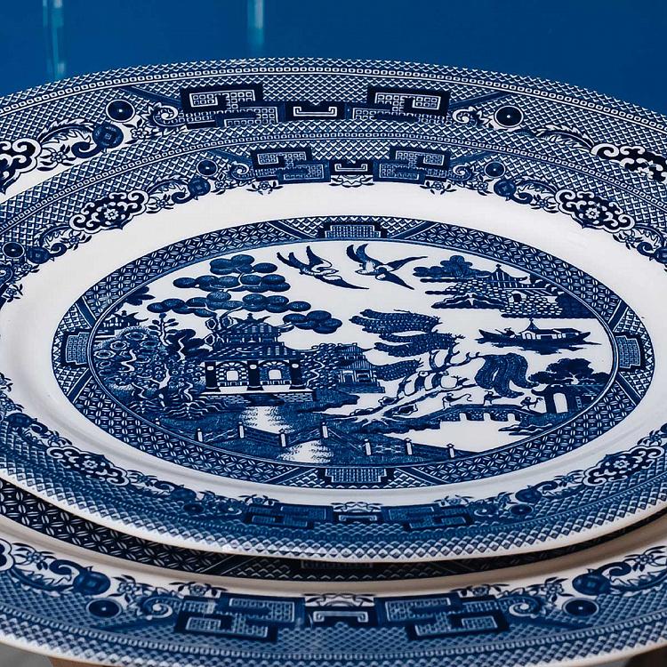 Овальное сервировочное блюдо Голубая ива, M Blue Willow Oval Serving Plate Medium