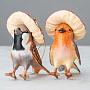 Набор из 2-х ёлочных игрушек Set Of 2 Mushroom Birds Brown/Red 12,5 cm