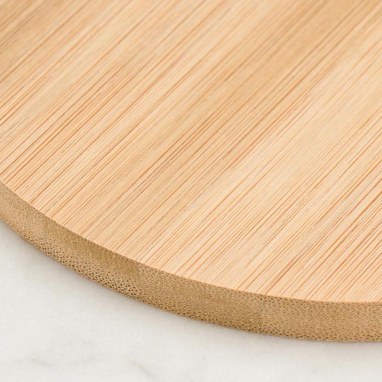 Круглая разделочная доска с ручкой Round Bamboo Board With Handle