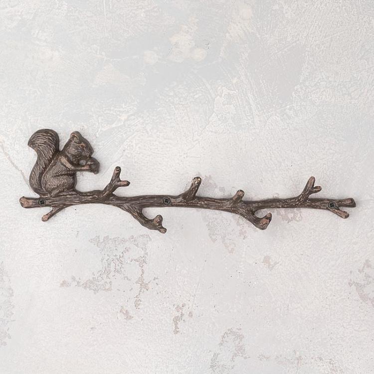 Настенная вешалка для одежды Белка на ветке Coat Holder Squirrel On Branch